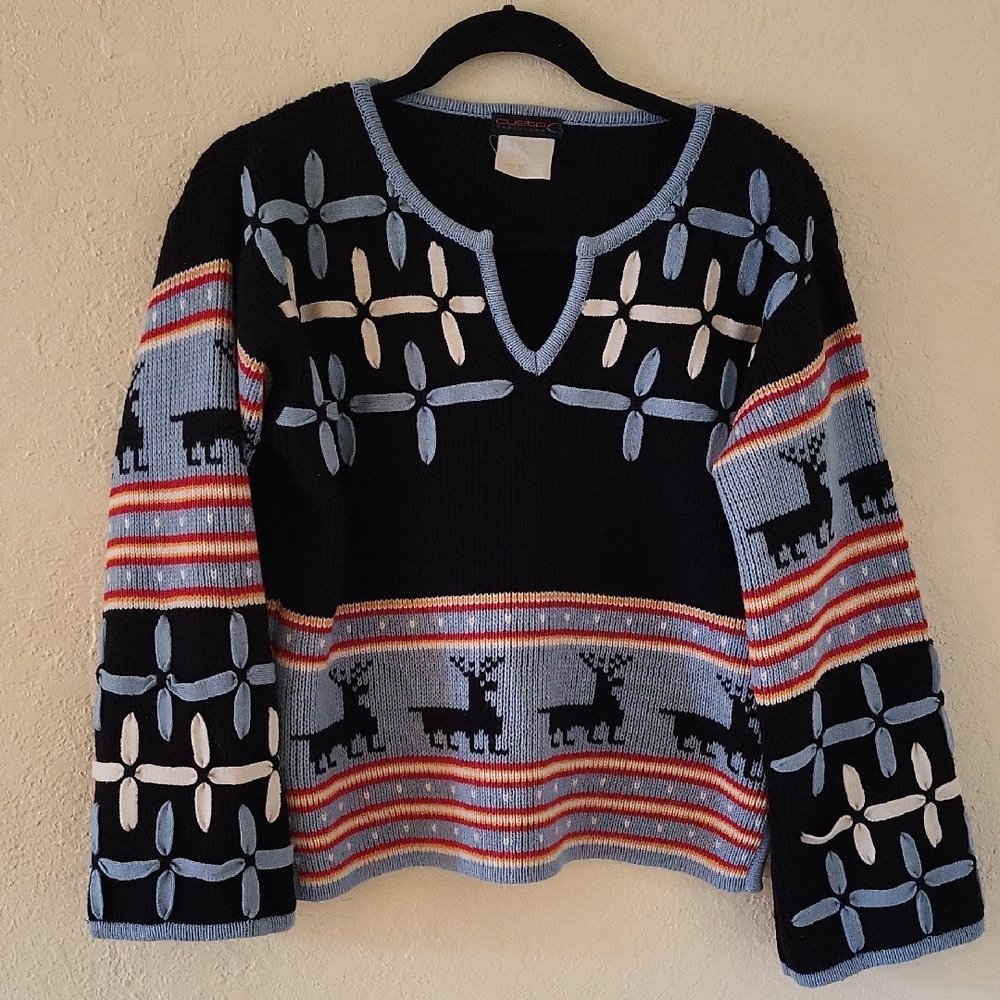 Custo Barcelona Bell sleeve Wool blend Reindeer Sweater